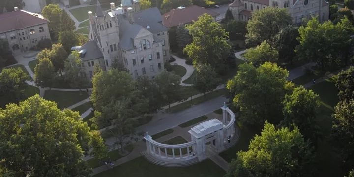 Aerial view of the Oberlin College campus