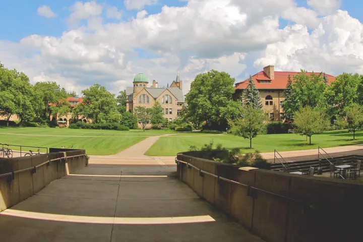 Oberlin College campus in Oberlin Ohio on a sunny day